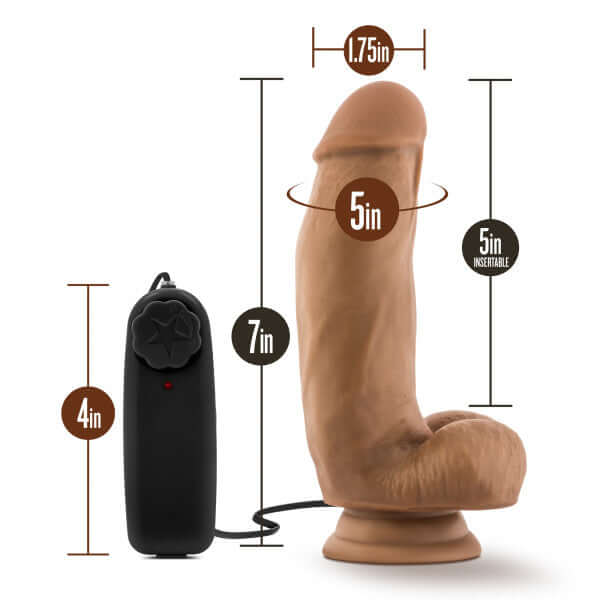 Blush Novelties Loverboy MMA Fighter 7 inches Vibrating Realistic Cock Mocha Tan Dildo at $23.99