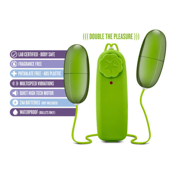 Blush Novelties B Yours Double Pop Eggs Lime Green Vibrating Bullet at $8.99