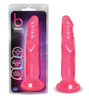 Blush Novelties B Yours Sweet N Hard 5 Pink realistic dildo with suction cup base in packaging and standalone.