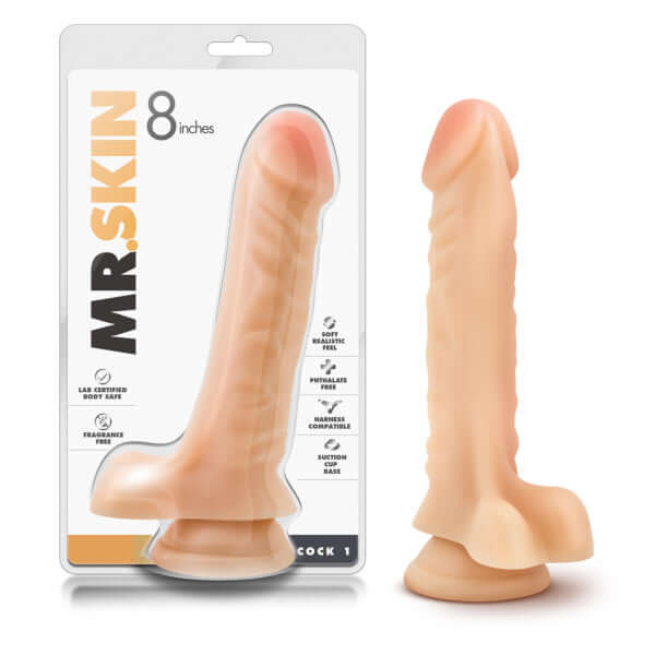 Mr. Skin 8-Inch Realistic Dildo - Lifelike Pleasure with Strong Suction Base!