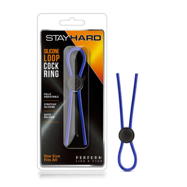 Blush Novelties Stay Hard Silicone Loop Cock Ring Blue at $6.99