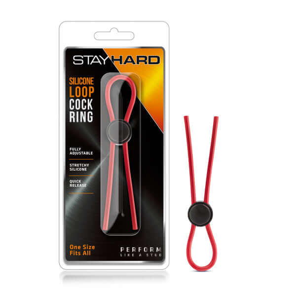 Blush Novelties Stay Hard Silicone Loop Cock Ring Red at $6.99