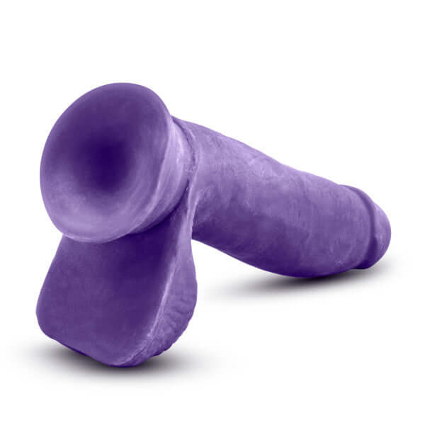 Au Naturel Bold Pleaser 7 inches Purple Dildo by Blush Novelties with suction cup base, realistic design, and dual density technology