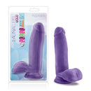 Au Naturel Bold Pleaser 7 inch dildo in purple color with realistic design, harness compatible and suction cup base from Blush Novelties