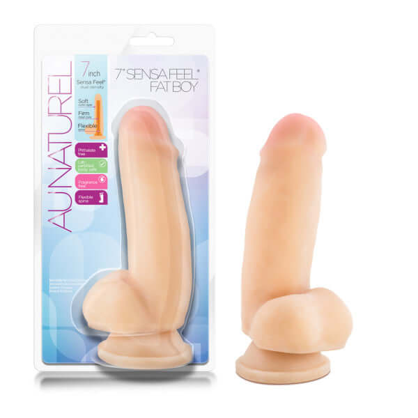 Blush Novelties Au Naturel 7 inches Sensa Feel Fat Boy Dildo Beige at $29.99