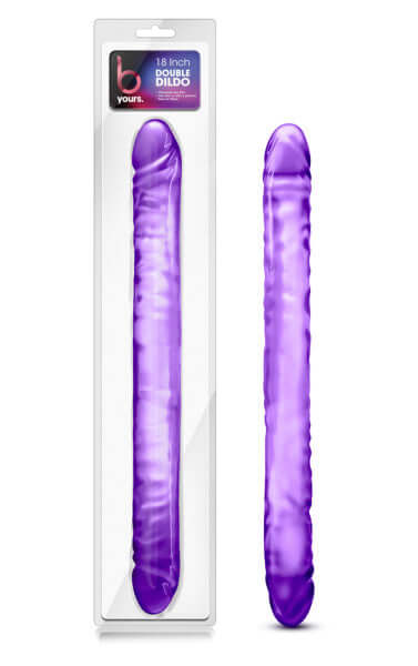 Blush Novelties B Yours 18-Inch Double Dildo in Purple – Realistic Feel, Body-Safe, Easy to Clean