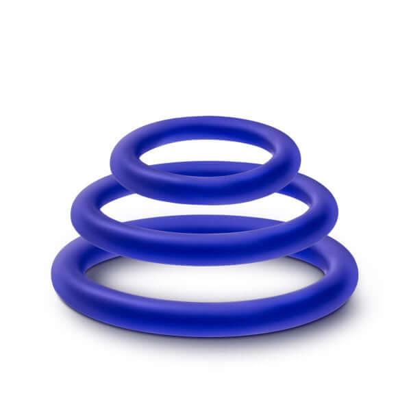 Blush Novelties Performance VS4 Pure Premium Silicone Cock Ring Set Indigo Blue at $6.99