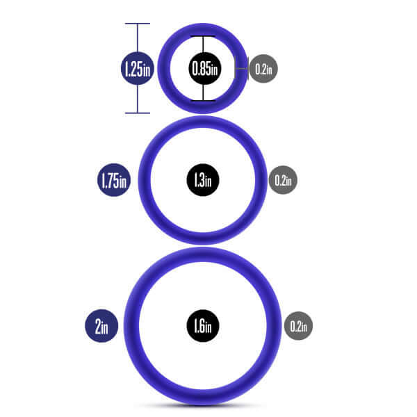 Blush Novelties Performance VS4 Pure Premium Silicone Cock Ring Set Indigo Blue at $6.99