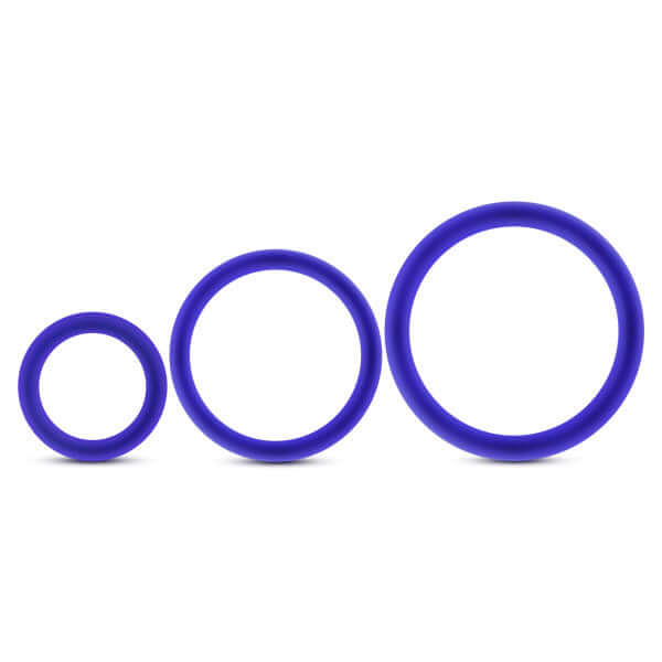 Blush Novelties Performance VS4 Pure Premium Silicone Cock Ring Set Indigo Blue at $6.99