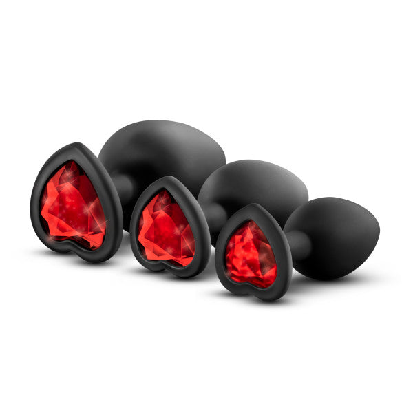 Blush Novelties Luxe Bling Plugs Training Kit Black with Red Gems at $32.99