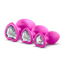 Luxe Bling Plugs Training Kit in pink with white gems, featuring three sizes for elegant anal play training.