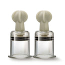 Temptasia Clitoris and Nipple Large Twist Suckers Set with adjustable crystal-clear suction cylinders for heightened sensitivity and engorgement.