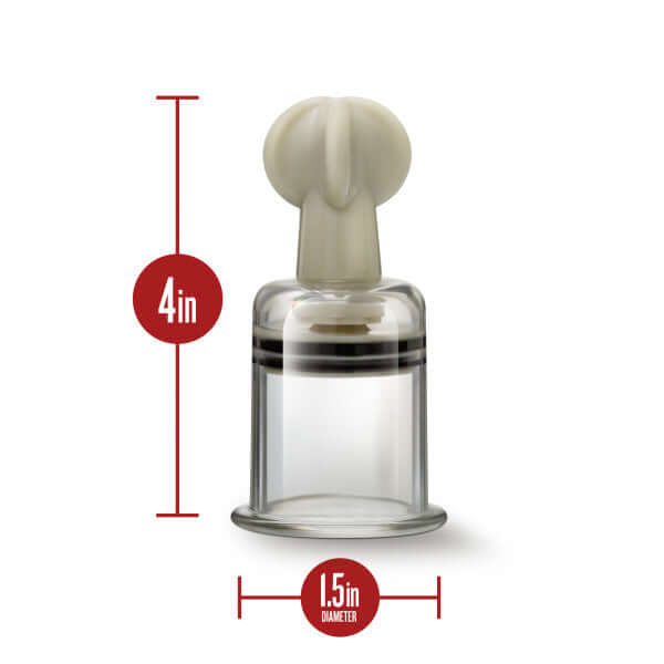 Crystal clear Temptasia clitoris and nipple large twist sucker with 4-inch height and 1.5-inch diameter measurements