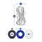 Quickie Kit Jerk Off Clear by Blush Novelties showing realistic textured sleeve and various sized cock rings with dimensions.
