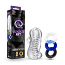 Quickie Kit Jerk Off Clear from Blush Novelties with realistic sleeve and cock rings in packaging