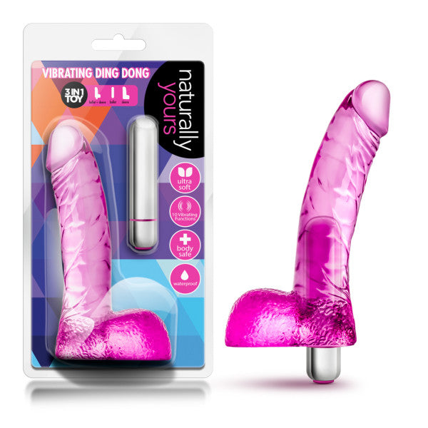 Blush Novelties Naturally Yours Vibrating Ding Dong Pink Realistic Dildo at $20.99