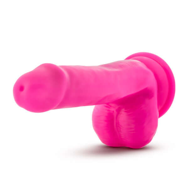 Au Naturel Bold Delight pink dildo with suction cup base for versatile solo and couples play.