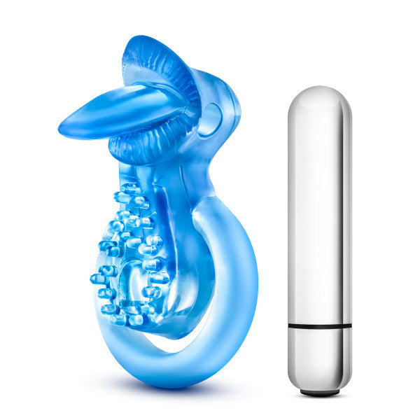 Blush Novelties Stay Hard 10 Function Vibrating Tongue Ring Blue at $15.99