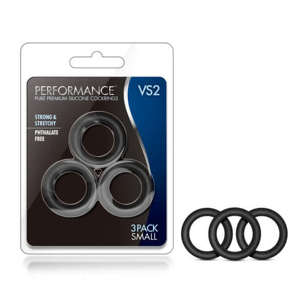 Blush Novelties Performance VS2 Pure Premium Silicone Cock Rings Small Black at $6.99