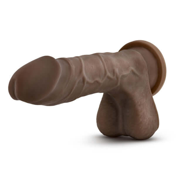 Blush Novelties Au Naturel Mister Perfect Chocolate Brown Dildo with realistic design and Sensa Feel Dual Density Technology