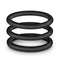 Performance VS3 Silicone Cock Rings for enhancing stamina and extended pleasure - set of three large black rings stacked