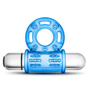 Stay Hard 10 Function Blue Vibrating Bull Ring with bullet for enhanced sensations.
