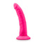 Neo Elite 7.5" Neon Pink Silicone Dual Density Dildo with Lifelike Details and Suction Cup Base by Blush Novelties