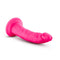 Neo Elite 7.5 inch silicone dual density neon pink dildo with lifelike details and suction cup base from Blush Novelties.