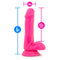 Neo Elite 6 inches neon pink silicone dildo with balls, dual density, realistic, 4.5 inches insertable, suction cup base, Blush Novelties