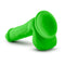 Neo Elite 6 inches silicone dual density cock with balls in neon green with suction cup base.