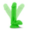 Neo Elite 6 inches Silicone Dual Density Cock with Balls Neon Green showing flexible movement and suction cup base