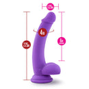 Ruse D Thang Purple Dildo by Blush Novelties with 6 inches insertable length, 1.25 inches width, and strong suction cup base.