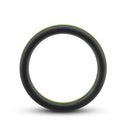 Black and green Performance Silicone Go Pro Cock Ring by Blush Novelties, featuring a soft, stretchy, and flat design for secure fit.