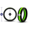 Performance Silicone Go Pro Cock Ring in Black and Green with dimensions: 1.75-inch outer diameter, 1.5-inch inner diameter, 0.5-inch width.
