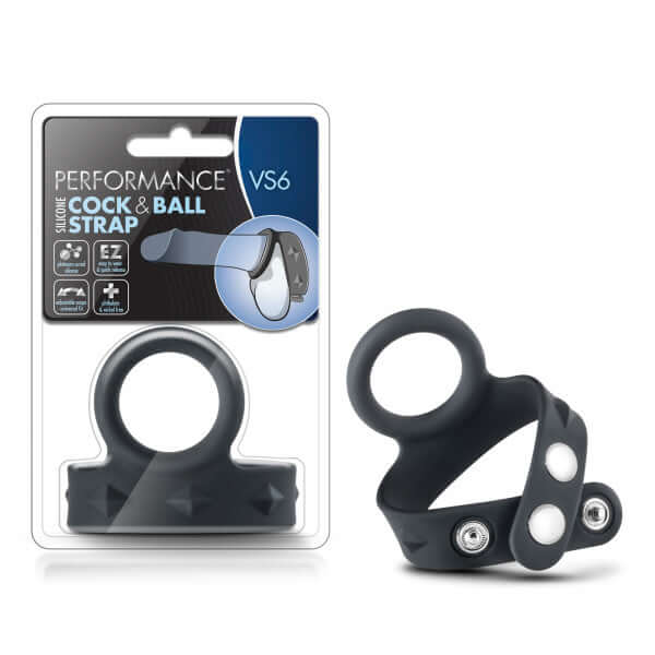 Blush Novelties Performance VS6 Silicone Cock and Ball Strap Black at $7.99