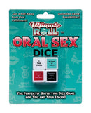 Ultimate Roll Oral Sex Dice Game packaging showing four dice by Ball and Chain Novelties for couples' playful intimate experiences.