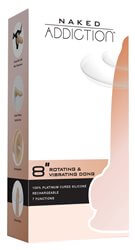 Naked Addiction Rotating and Vibrating Dong packaging - realistic silicone dildo with Incredi Feel technology, 8-inch, 7 functions.