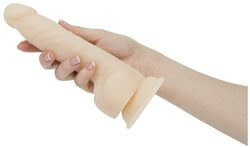 Naked Addiction Rotating and Vibrating Dong - Realistic Silicone Dildo held by hand