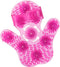 Pink Roller Balls Massager Glove with 9 Rotating Balls for Sore Muscle Relief and Relaxation.