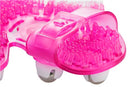 Roller Balls Massager Glove in Pink with metallic 360-degree rotating balls and textured surface for muscle relief and relaxation.