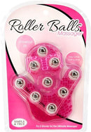 Pink Roller Balls Massager Glove with 9 metallic 360-degree rotating balls in packaging for ultimate massage experience