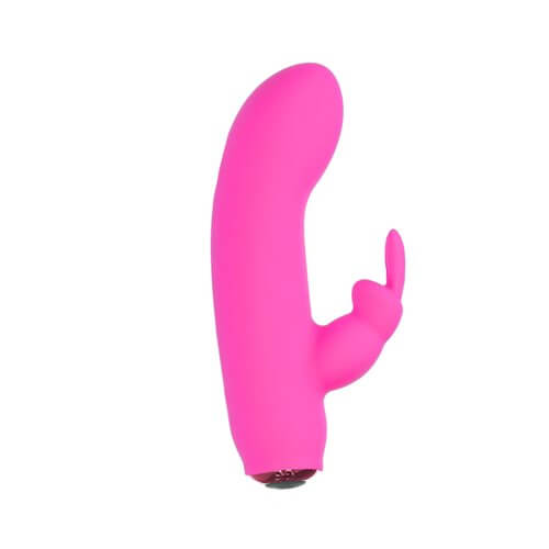 Power Bullet Alice’s Bunny Vibrator in pink with removable rabbit-shaped silicone sleeve for dual stimulation.