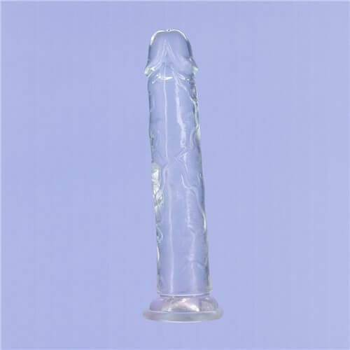 Addiction Crystal 9 Inch Vertical Dong | Clear Realistic Dildo with Bonus Power Bullet