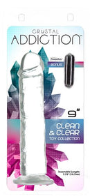 BMS Enterprises Addiction Crystal 9 inches Vertical Dong Clear Thermoplastic Elastomers wih Power Bullet at $19.99