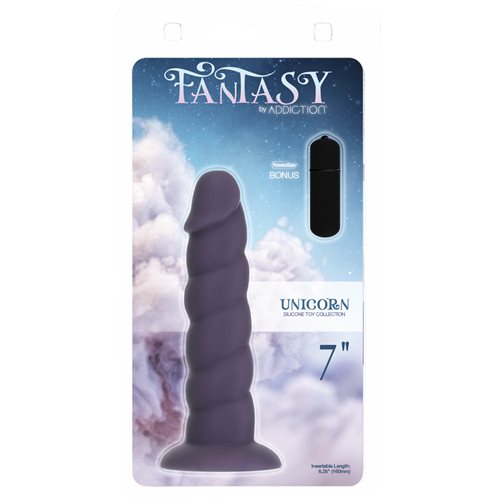 BMS Enterprises Fantasy Addiction 7 inches Unicorn Dong Purple with Bullet Vibrator at $24.99