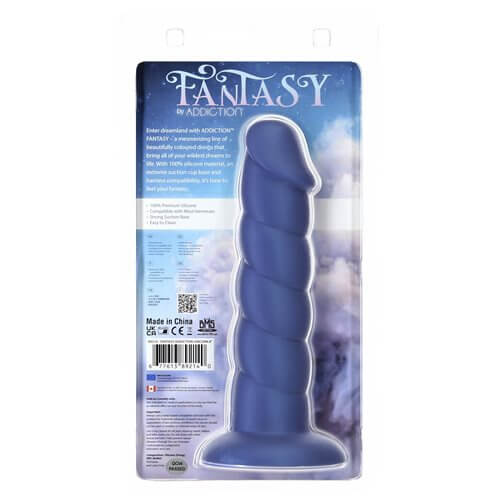 BMS Enterprises Fantasy Addiction 8 inches Dong Unicorn Blue with Bullet Vibrator at $34.99