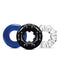 Blush Novelties Stay Hard Triple Stretch Cock Rings 3-Pack featuring blue, black, and clear textured rings for enhanced pleasure