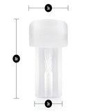 Clear Performance Stroker Pump Sleeve with ribbed texture and 6-inch length, 3-inch top width, and 2-inch bottom width
