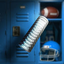 Rize Ribz Glow In The Dark Self Lubricating Stroker by Blush Novelties in front of locker with football helmet and ball