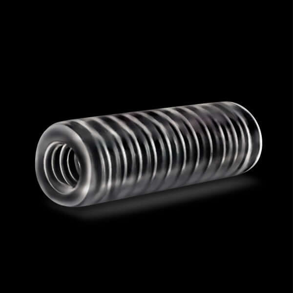 Rize Ribz Glow In The Dark Self Lubricating Stroker Clear by Blush Novelties on black background